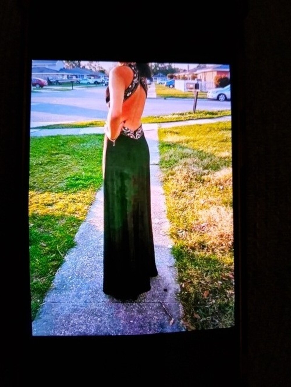Black One-Shoulder Evening Gown with Beads - Picture 5 of 7